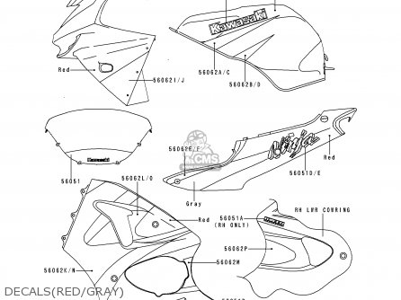 DECALS(RED/GRAY) - ZX600H2 NINJA ZX6R 1999 FG ST