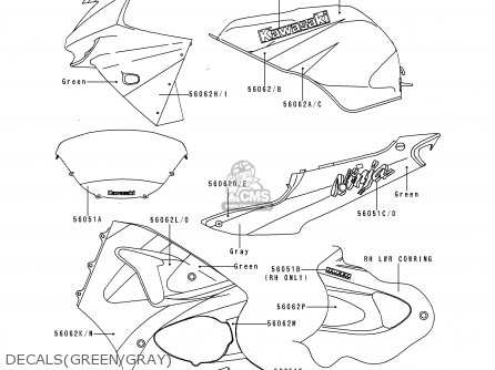 DECALS(GREEN/GRAY) - ZX600H2 NINJA ZX6R 1999 FG ST