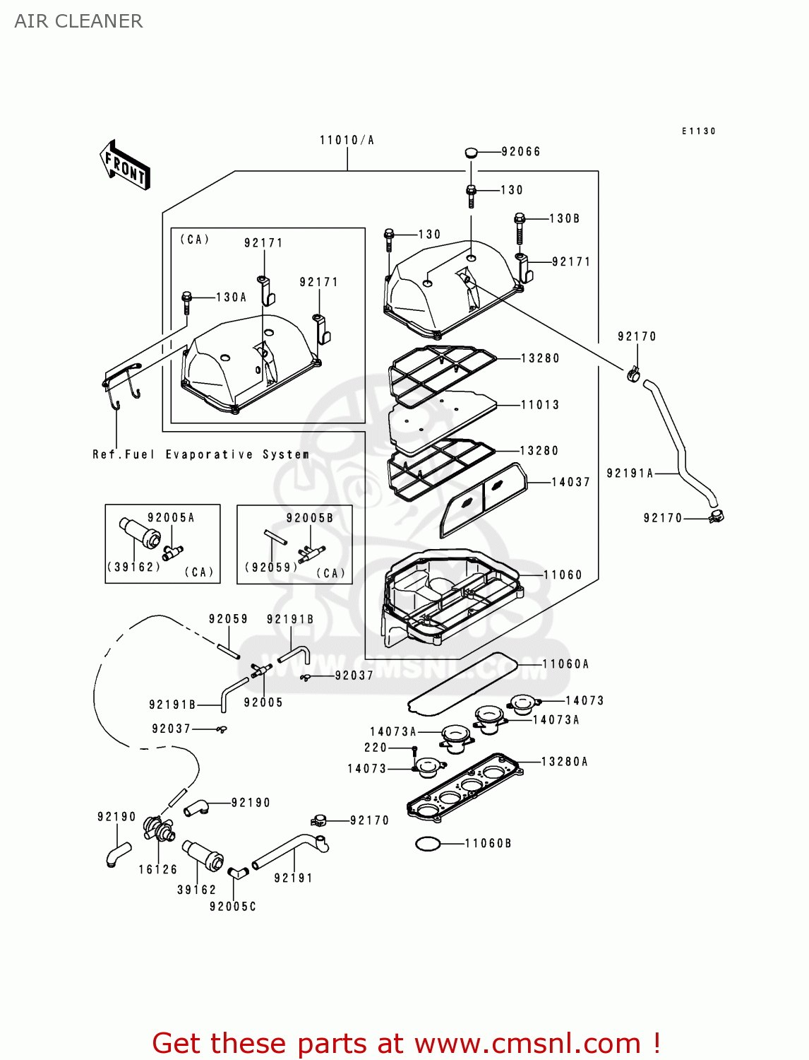 AIR CLEANER ZX600J1 NINJA ZX6R 2000 USA CALIFORNIA CANADA