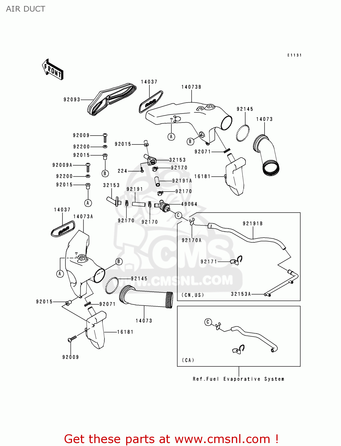 AIR DUCT ZX600J1 NINJA ZX6R 2000 USA CALIFORNIA CANADA