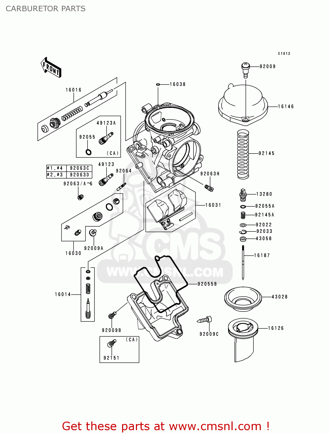 CARBURETOR PARTS ZX600J1 NINJA ZX6R 2000 USA CALIFORNIA CANADA
