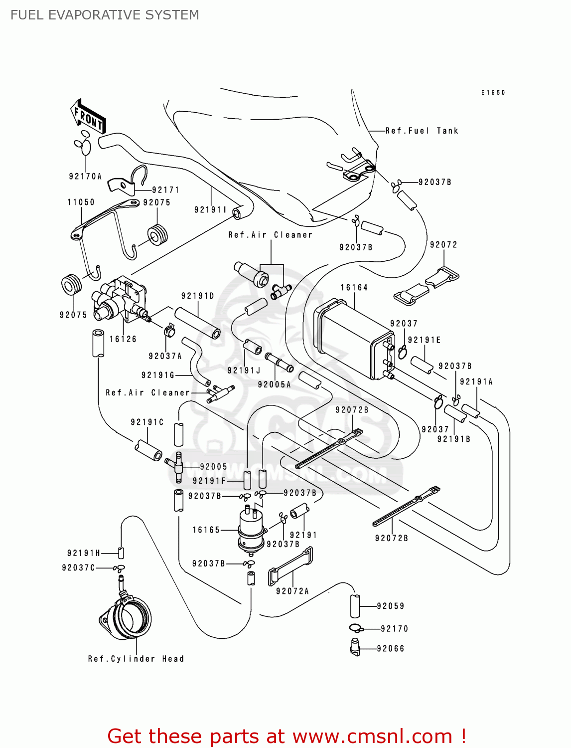 FUEL EVAPORATIVE SYSTEM ZX600J1 NINJA ZX6R 2000 USA CALIFORNIA CANADA