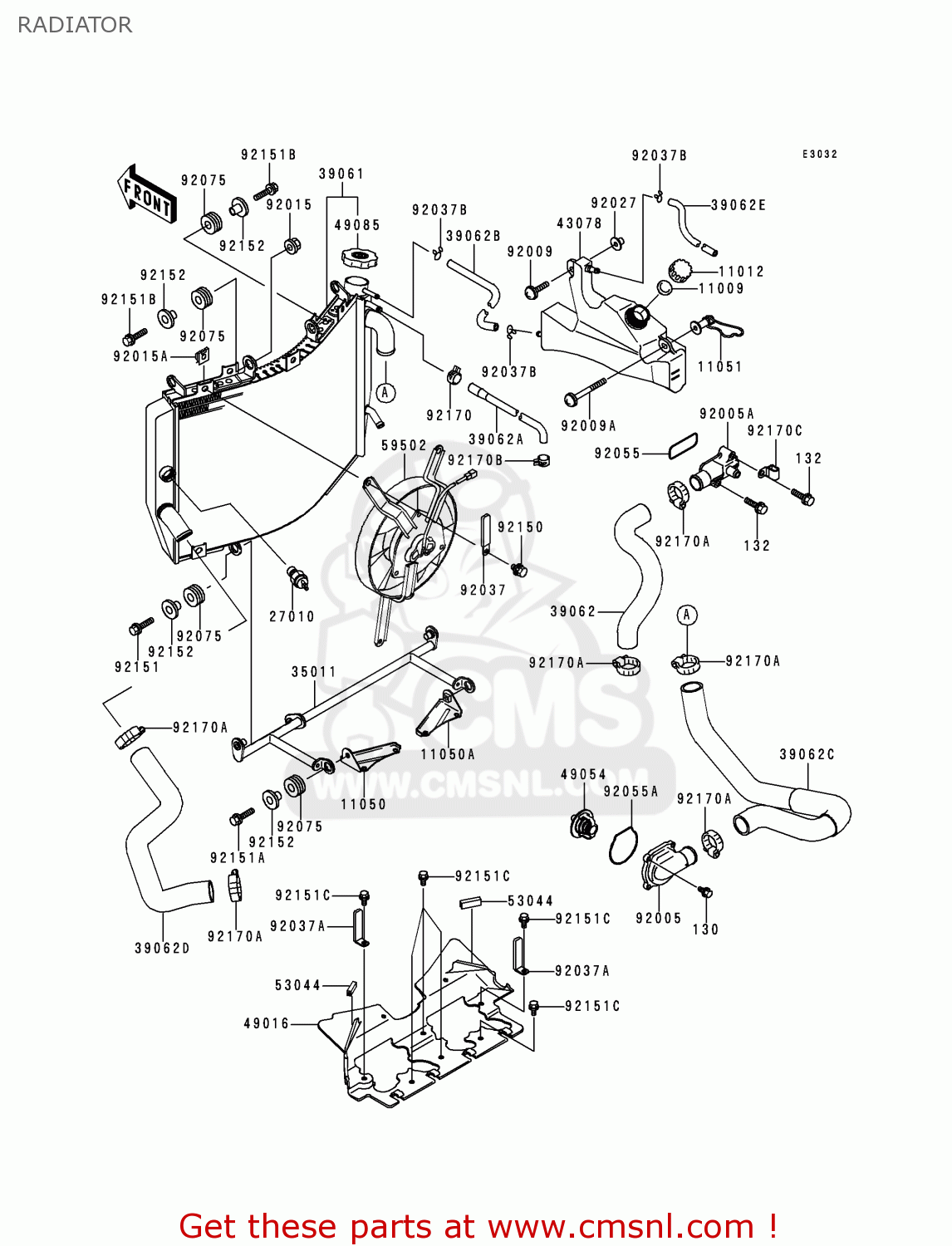 RADIATOR ZX600J1 NINJA ZX6R 2000 USA CALIFORNIA CANADA