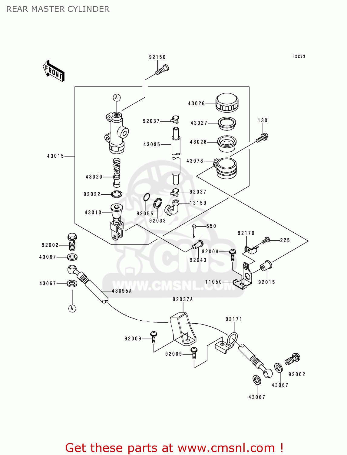 REAR MASTER CYLINDER ZX600J1 NINJA ZX6R 2000 USA CALIFORNIA CANADA