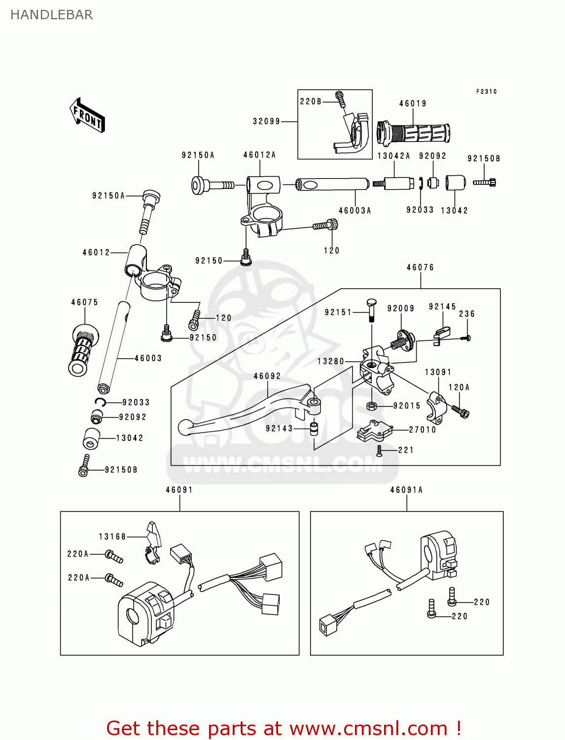 HANDLEBAR ZX600J1 NINJA ZX6R 2000 USA CALIFORNIA CANADA