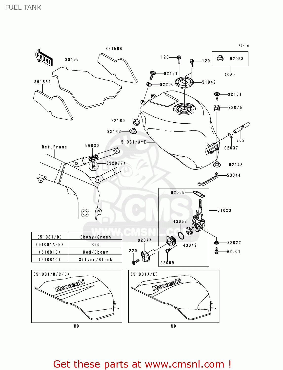 FUEL TANK ZX600J1 NINJA ZX6R 2000 USA CALIFORNIA CANADA