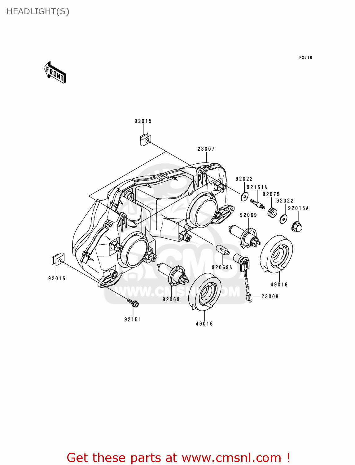 HEADLIGHT(S) ZX600J1 NINJA ZX6R 2000 USA CALIFORNIA CANADA
