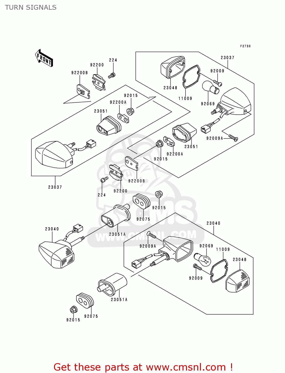 TURN SIGNALS ZX600J1 NINJA ZX6R 2000 USA CALIFORNIA CANADA