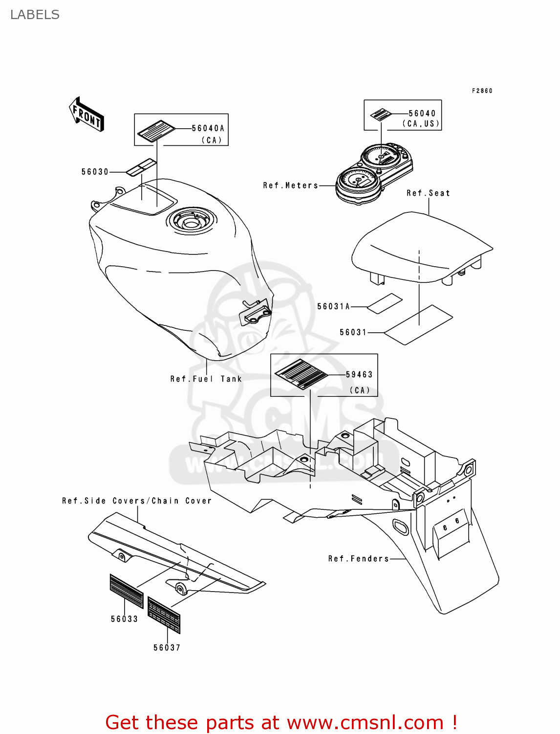 LABELS ZX600J1 NINJA ZX6R 2000 USA CALIFORNIA CANADA