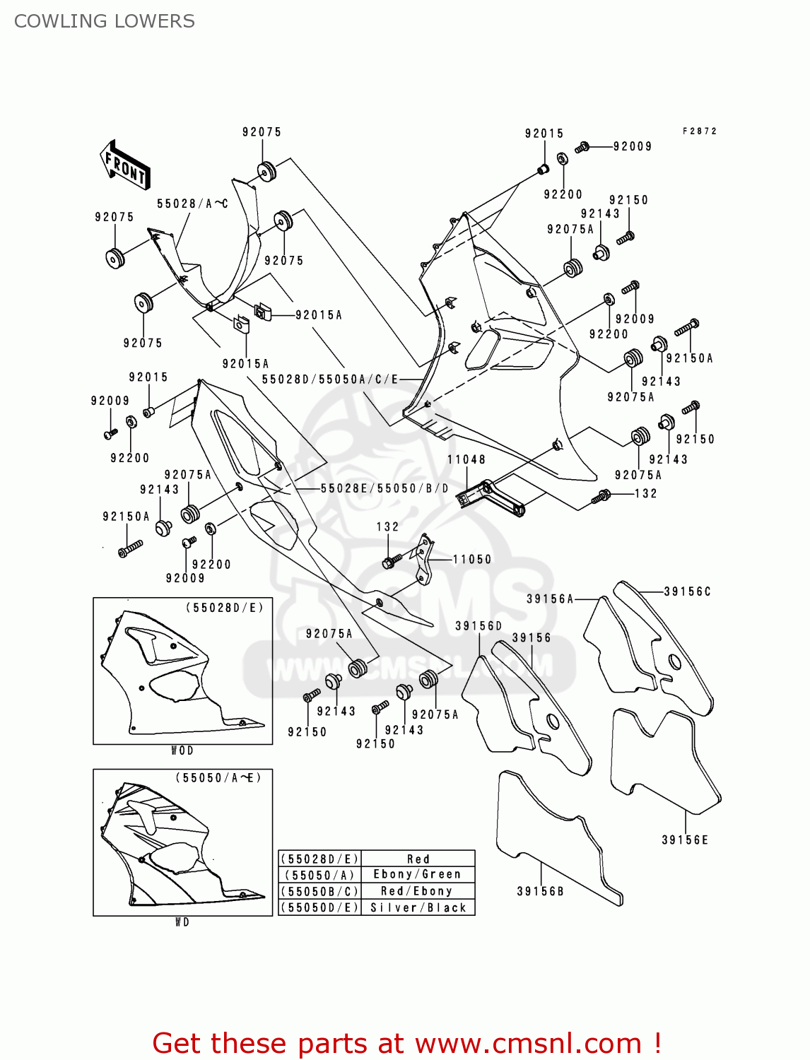 COWLING LOWERS ZX600J1 NINJA ZX6R 2000 USA CALIFORNIA CANADA
