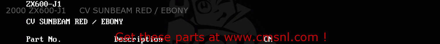 2000 ZX600-J1     CV SUNBEAM RED / EBONY ZX600J1 NINJA ZX6R 2000 USA CALIFORNIA CANADA