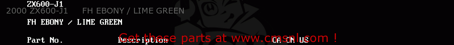 2000 ZX600-J1     FH EBONY / LIME GREEN ZX600J1 NINJA ZX6R 2000 USA CALIFORNIA CANADA