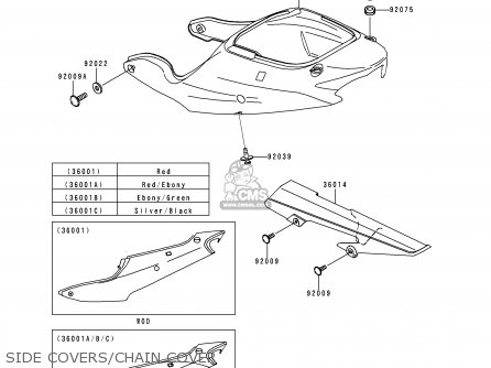 SIDE COVERS/CHAIN COVER - ZX600J1 NINJA ZX6R 2000 USA CALIFORNIA CANADA
