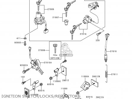 IGNITION SWITCH/LOCKS/REFLECTORS - ZX600J1 NINJA ZX6R 2000 USA CALIFORNIA CANADA
