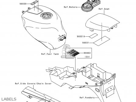 LABELS - ZX600J1 NINJA ZX6R 2000 USA CALIFORNIA CANADA