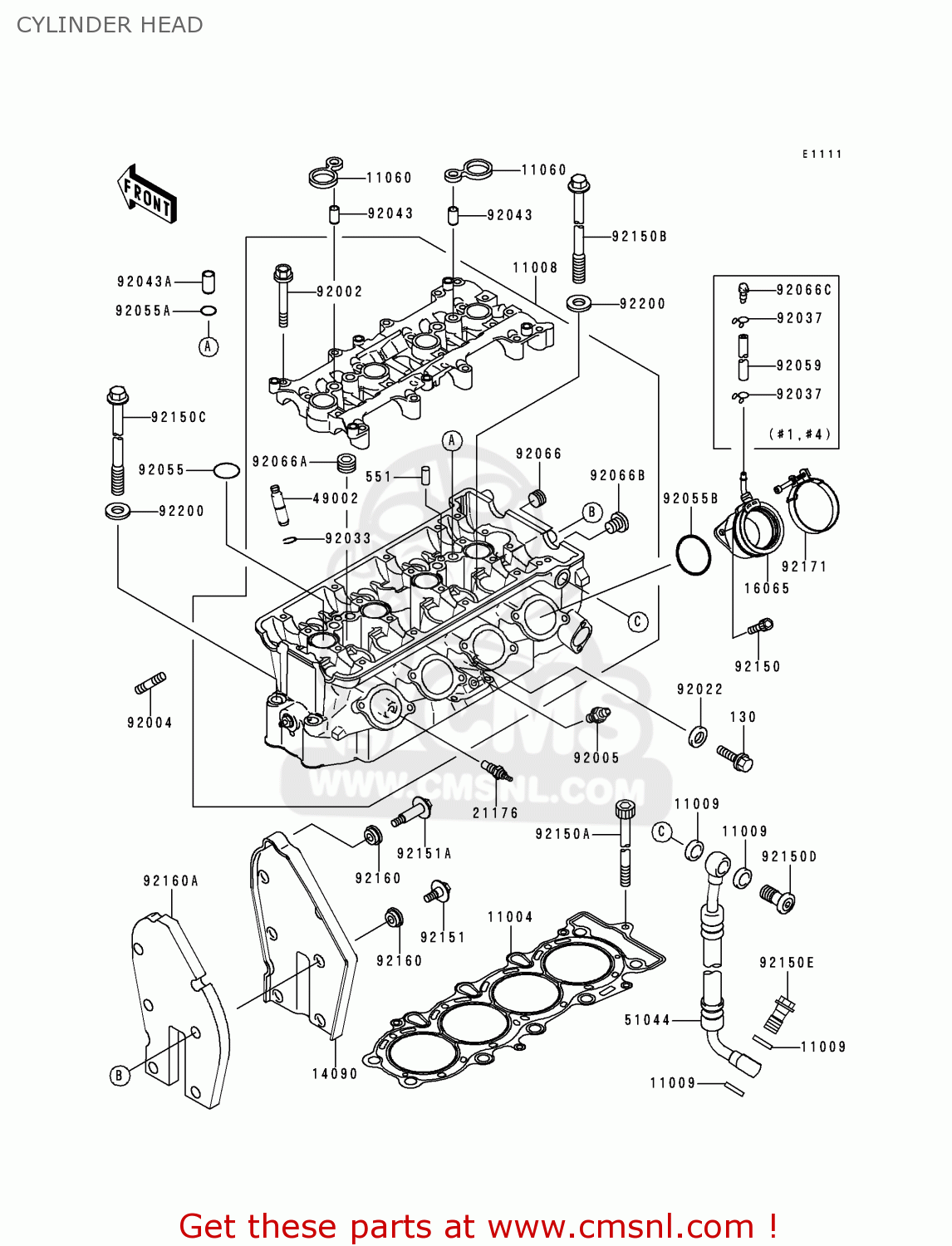 CYLINDER HEAD ZX600J1H NINJA ZX6R 2000 EUROPE UK FR IS NR