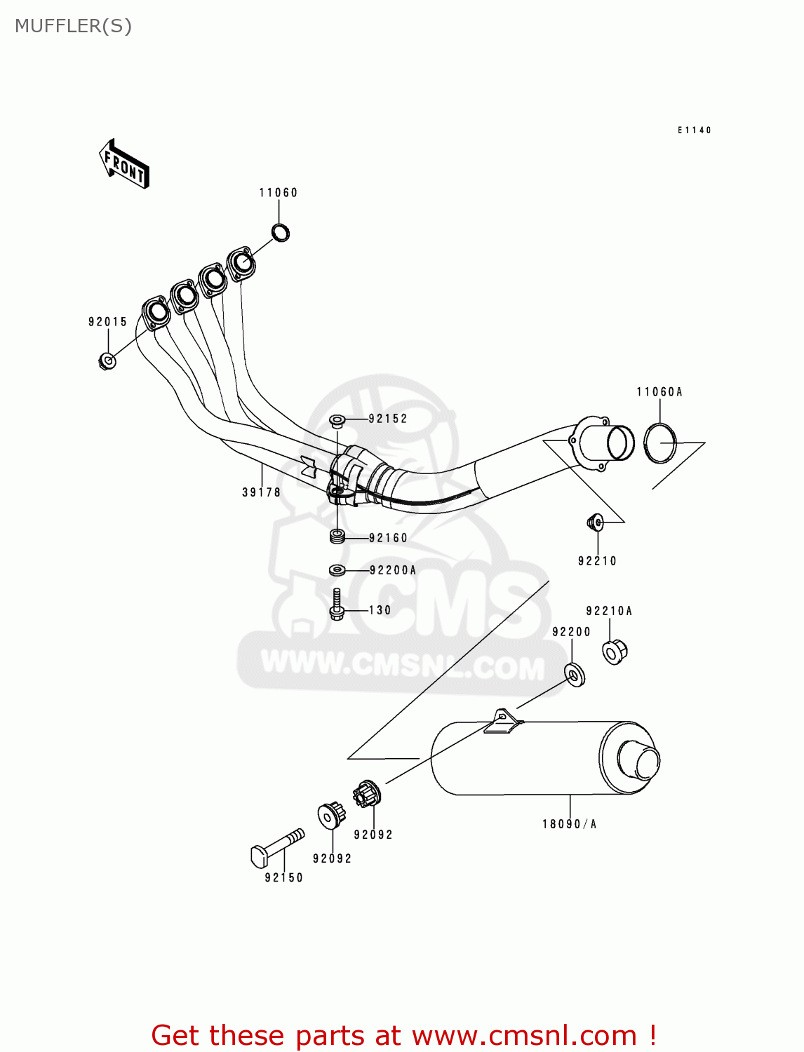 MUFFLER(S) ZX600J1H NINJA ZX6R 2000 EUROPE UK FR IS NR