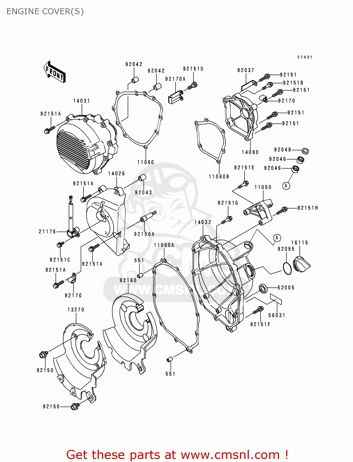 ENGINE COVER(S) ZX600J1H NINJA ZX6R 2000 EUROPE UK FR IS NR