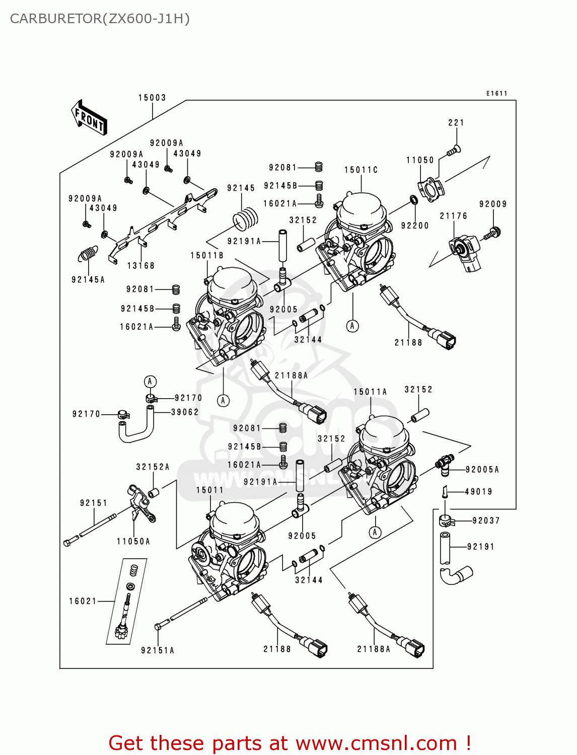 CARBURETOR(ZX600-J1H) ZX600J1H NINJA ZX6R 2000 EUROPE UK FR IS NR