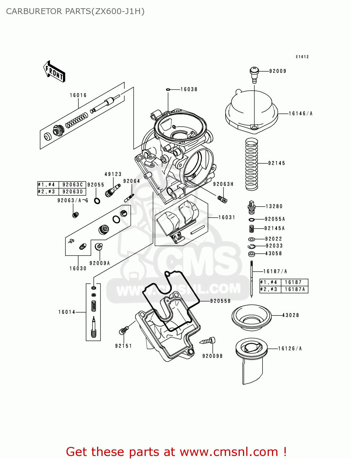 CARBURETOR PARTS(ZX600-J1H) ZX600J1H NINJA ZX6R 2000 EUROPE UK FR IS NR