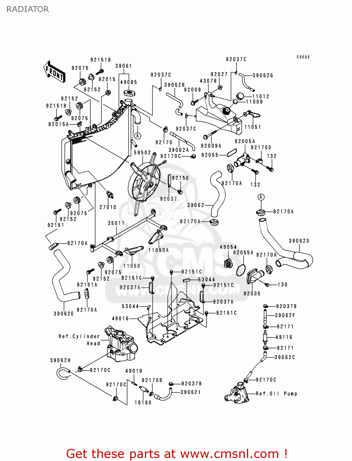 RADIATOR ZX600J1H NINJA ZX6R 2000 EUROPE UK FR IS NR