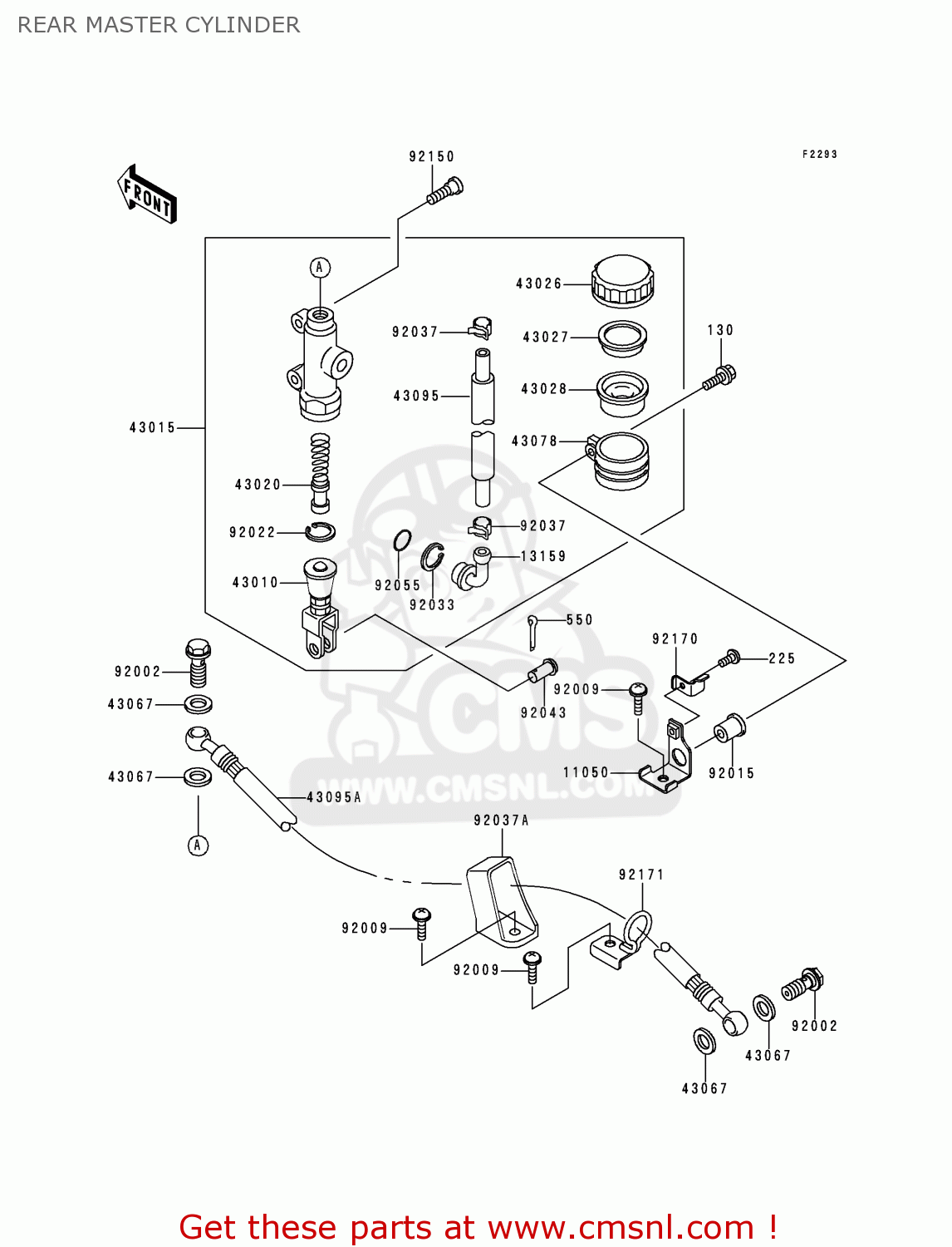 REAR MASTER CYLINDER ZX600J1H NINJA ZX6R 2000 EUROPE UK FR IS NR
