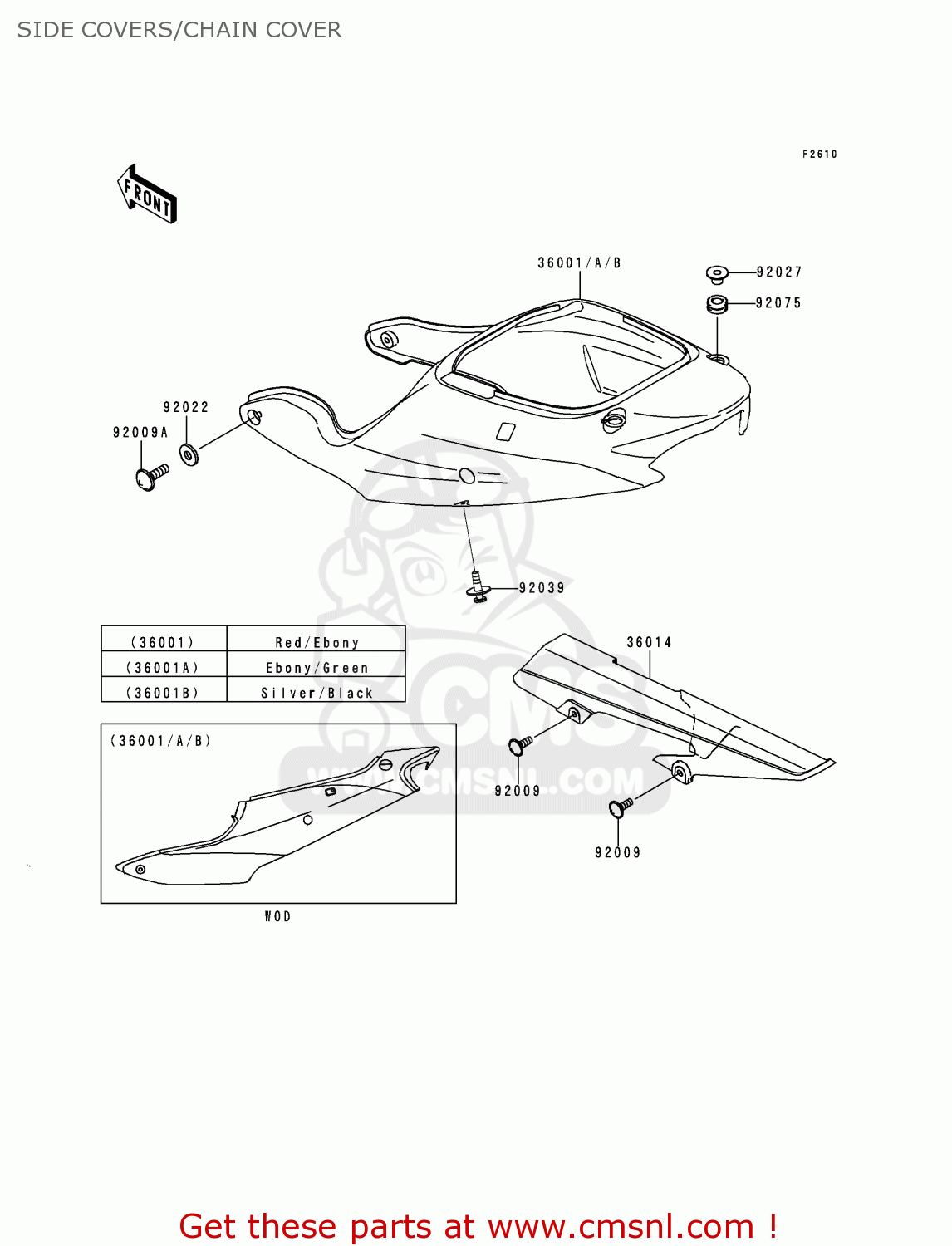 SIDE COVERS/CHAIN COVER ZX600J1H NINJA ZX6R 2000 EUROPE UK FR IS NR