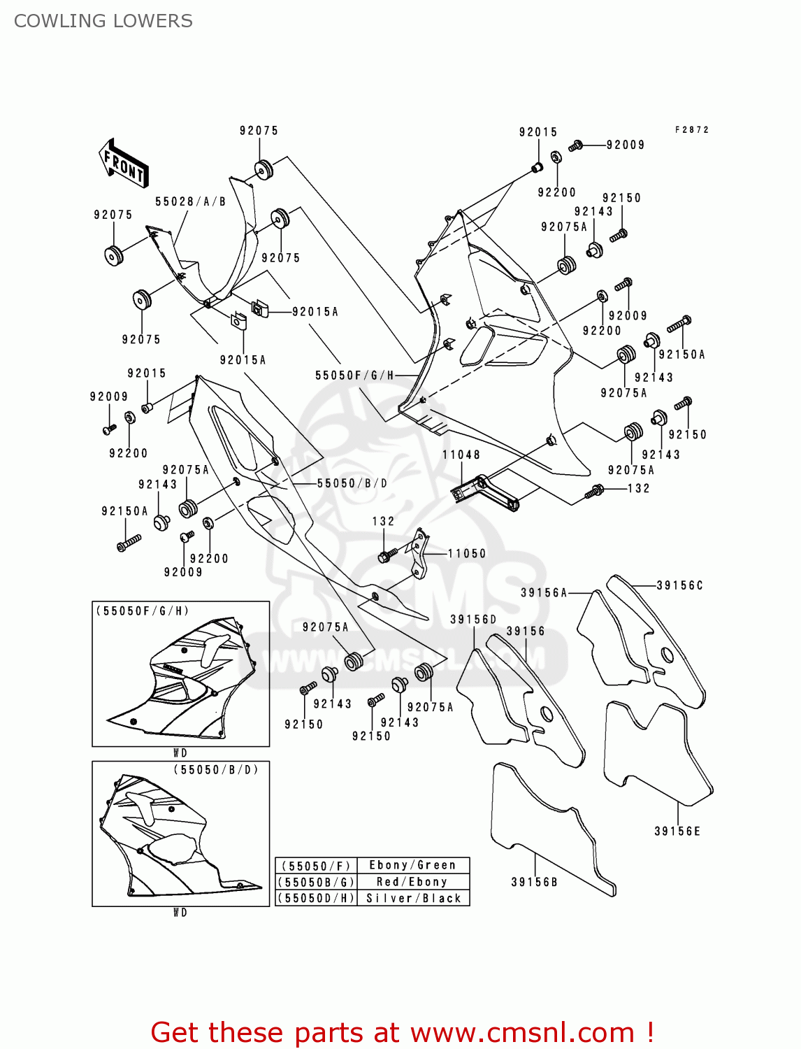 COWLING LOWERS ZX600J1H NINJA ZX6R 2000 EUROPE UK FR IS NR