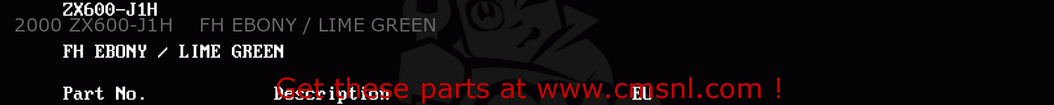 2000 ZX600-J1H    FH EBONY / LIME GREEN ZX600J1H NINJA ZX6R 2000 EUROPE UK FR IS NR