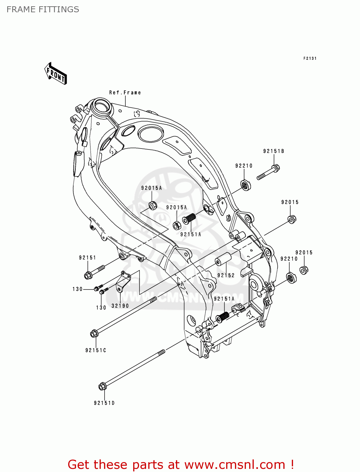 Kawasaki ZX600J1P NINJA ZX6R 2000 EUROPE UK FR IS NR FRAME FITTINGS