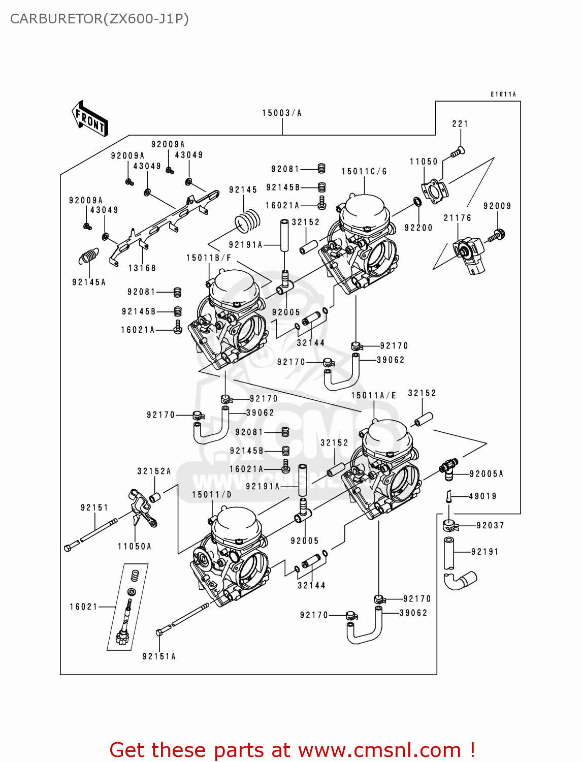 CARBURETOR(ZX600-J1P) ZX600J1P NINJA ZX6R 2000 EUROPE UK FR IS NR