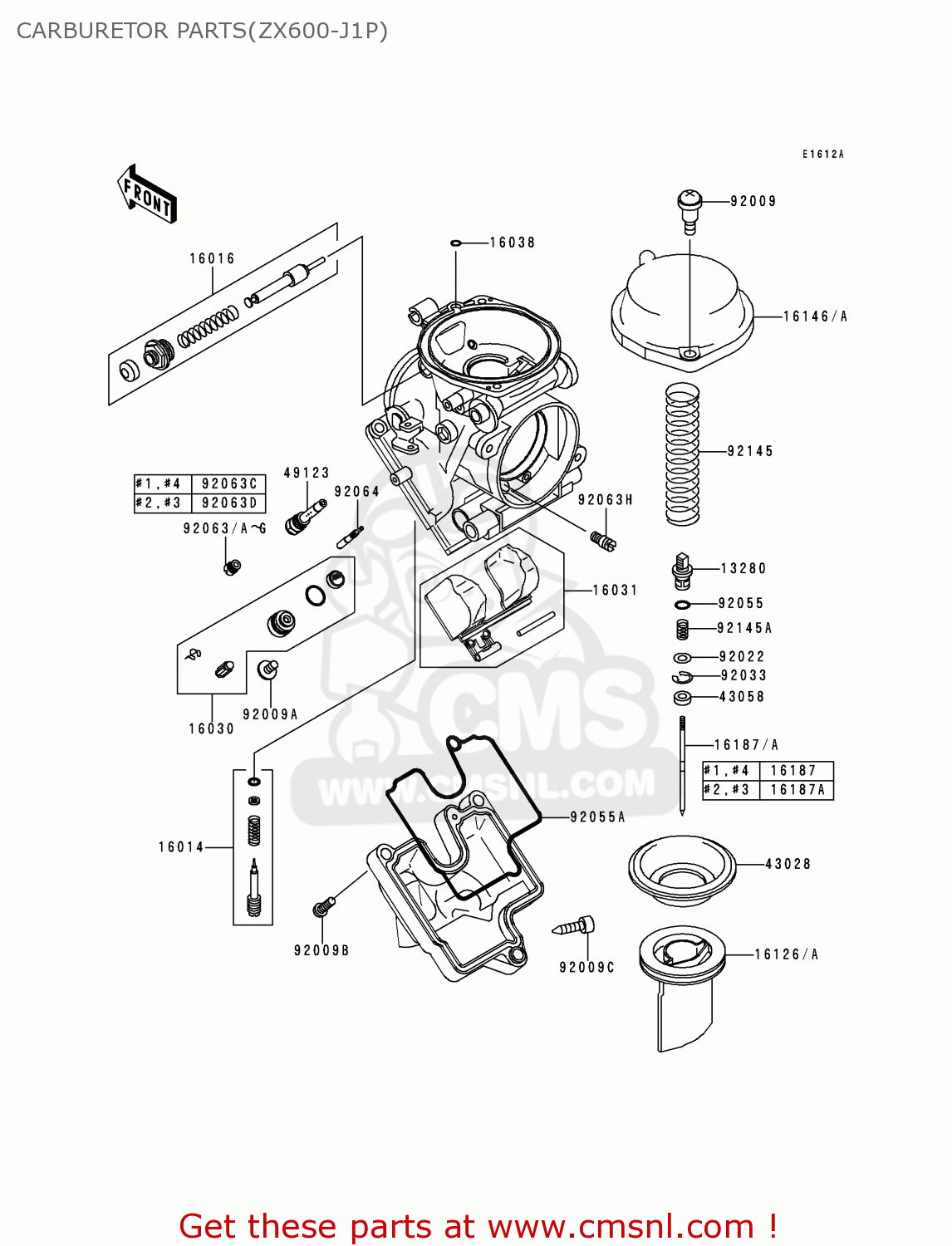 CARBURETOR PARTS(ZX600-J1P) ZX600J1P NINJA ZX6R 2000 EUROPE UK FR IS NR