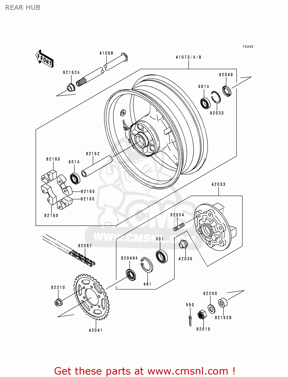 REAR HUB ZX600J1P NINJA ZX6R 2000 EUROPE UK FR IS NR