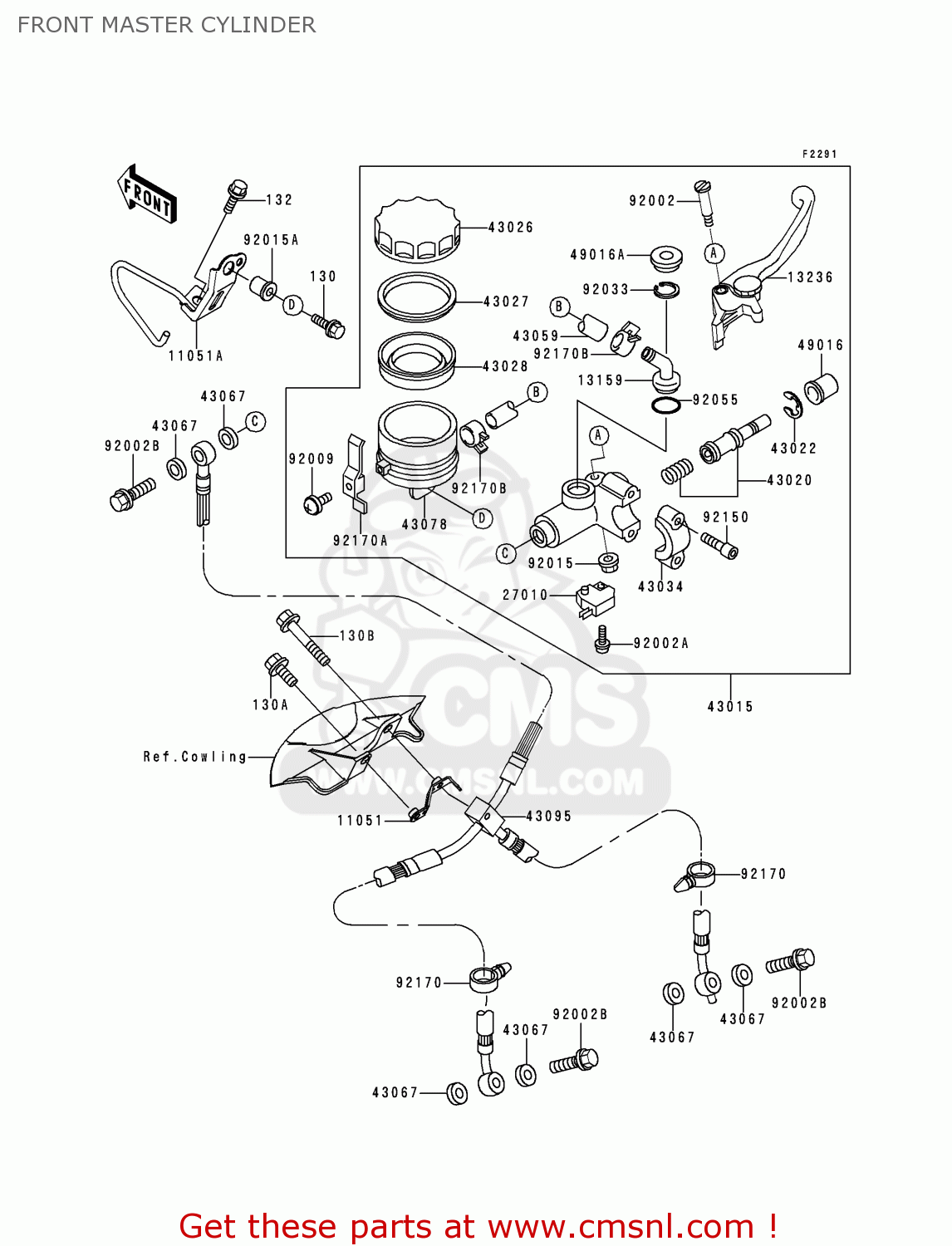 FRONT MASTER CYLINDER ZX600J1P NINJA ZX6R 2000 EUROPE UK FR IS NR