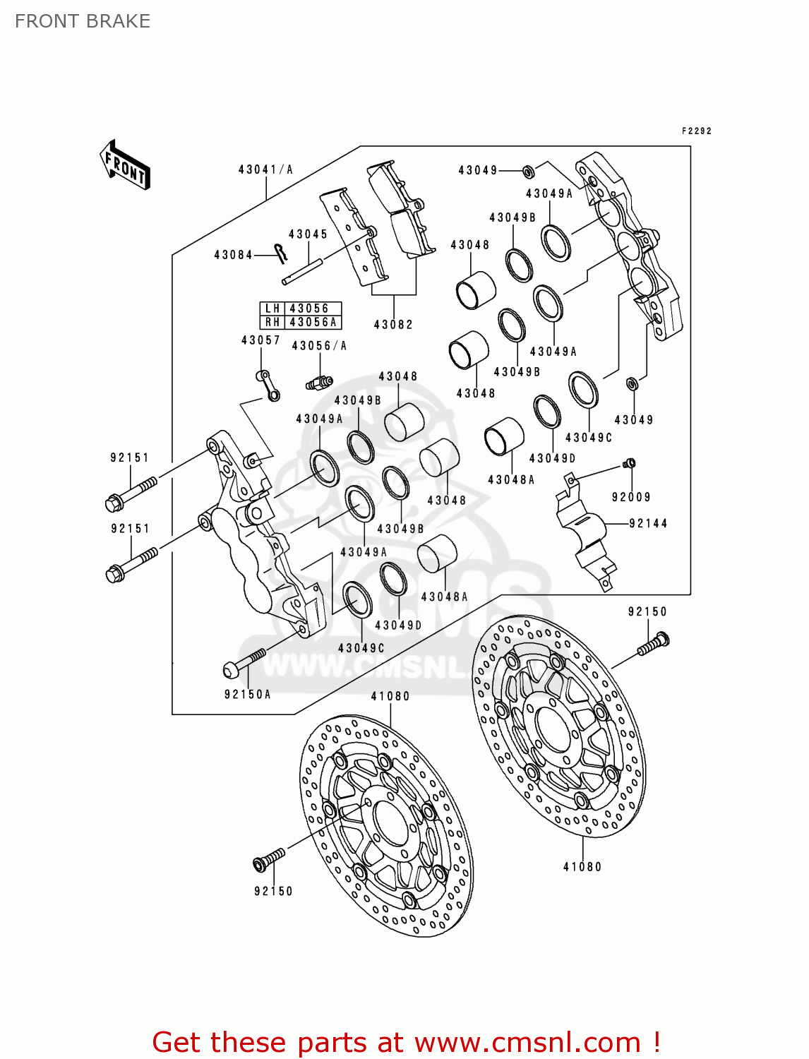 FRONT BRAKE ZX600J1P NINJA ZX6R 2000 EUROPE UK FR IS NR