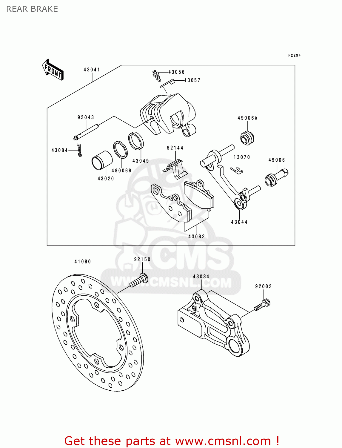 REAR BRAKE ZX600J1P NINJA ZX6R 2000 EUROPE UK FR IS NR