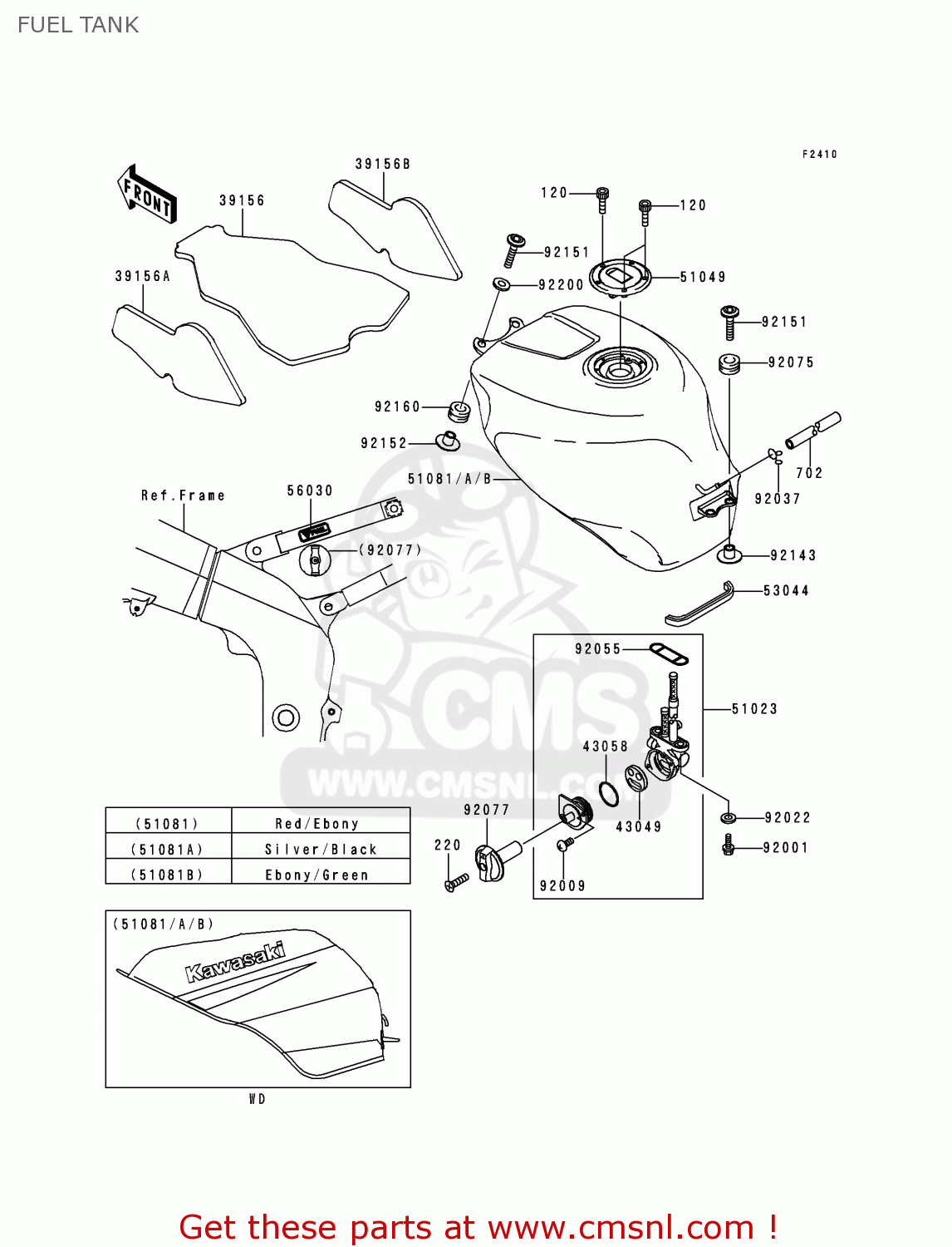 FUEL TANK ZX600J1P NINJA ZX6R 2000 EUROPE UK FR IS NR