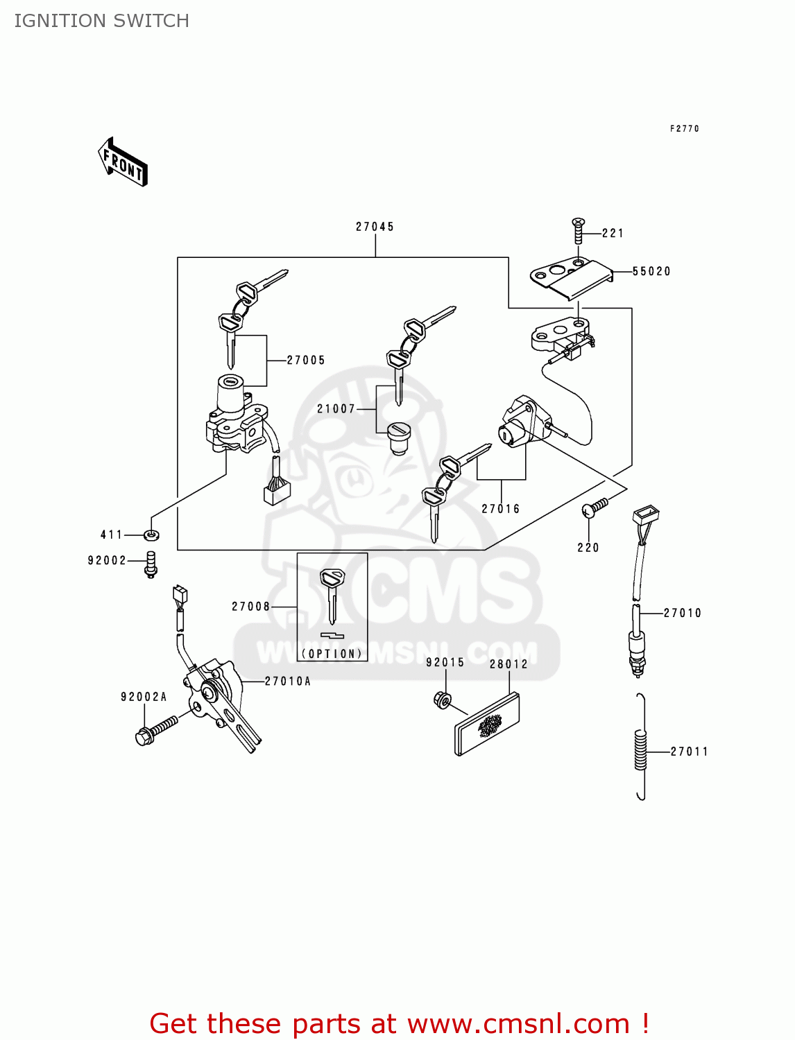 IGNITION SWITCH ZX600J1P NINJA ZX6R 2000 EUROPE UK FR IS NR