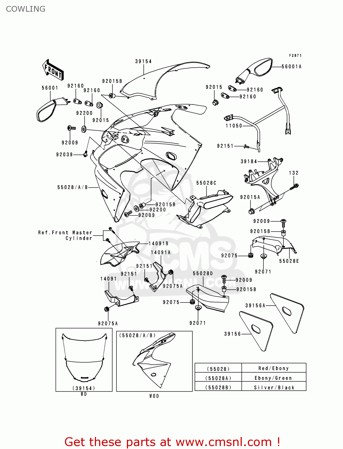 COWLING ZX600J1P NINJA ZX6R 2000 EUROPE UK FR IS NR