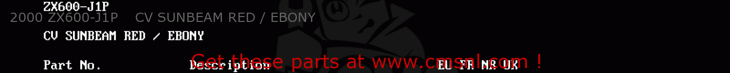 2000 ZX600-J1P    CV SUNBEAM RED / EBONY ZX600J1P NINJA ZX6R 2000 EUROPE UK FR IS NR