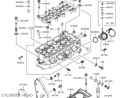 CYLINDER HEAD - ZX600J1P NINJA ZX6R 2000 EUROPE UK FR IS NR
