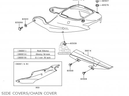 SIDE COVERS/CHAIN COVER - ZX600J1P NINJA ZX6R 2000 EUROPE UK FR IS NR