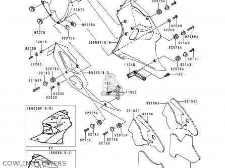 COWLING LOWERS - ZX600J1P NINJA ZX6R 2000 EUROPE UK FR IS NR