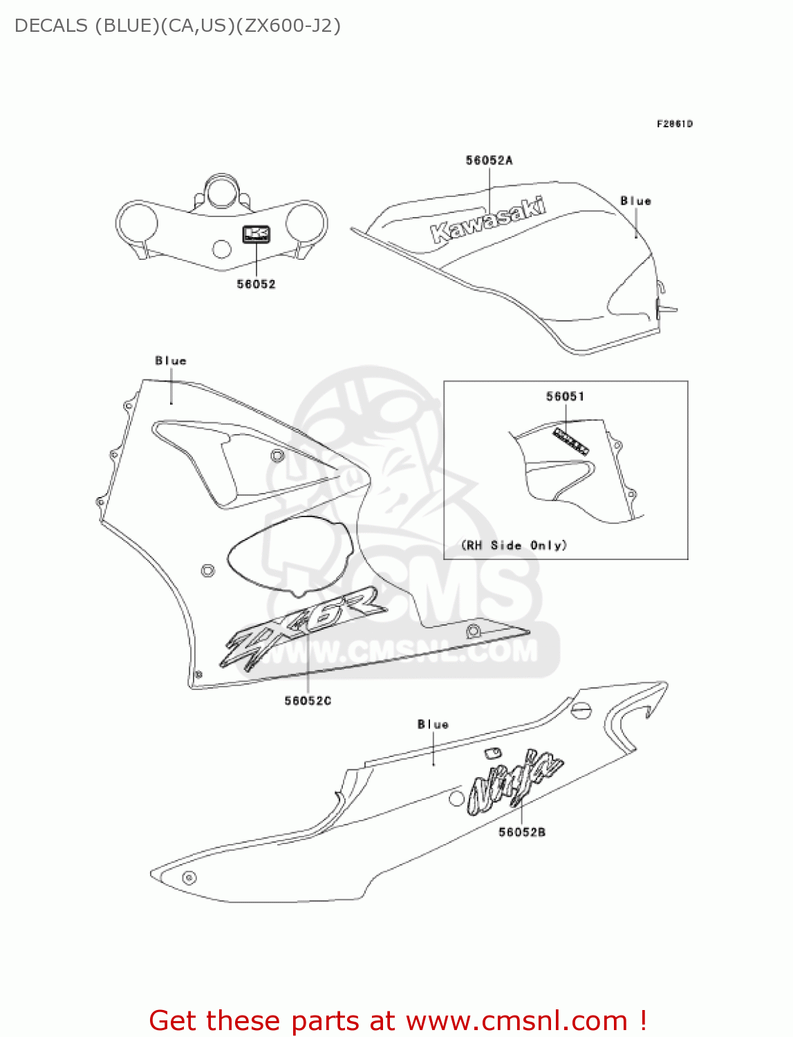 DECALS (BLUE)(CA,US)(ZX600-J2) ZX600J2 NINJA ZX6R 2001 USA CALIFORNIA CANADA
