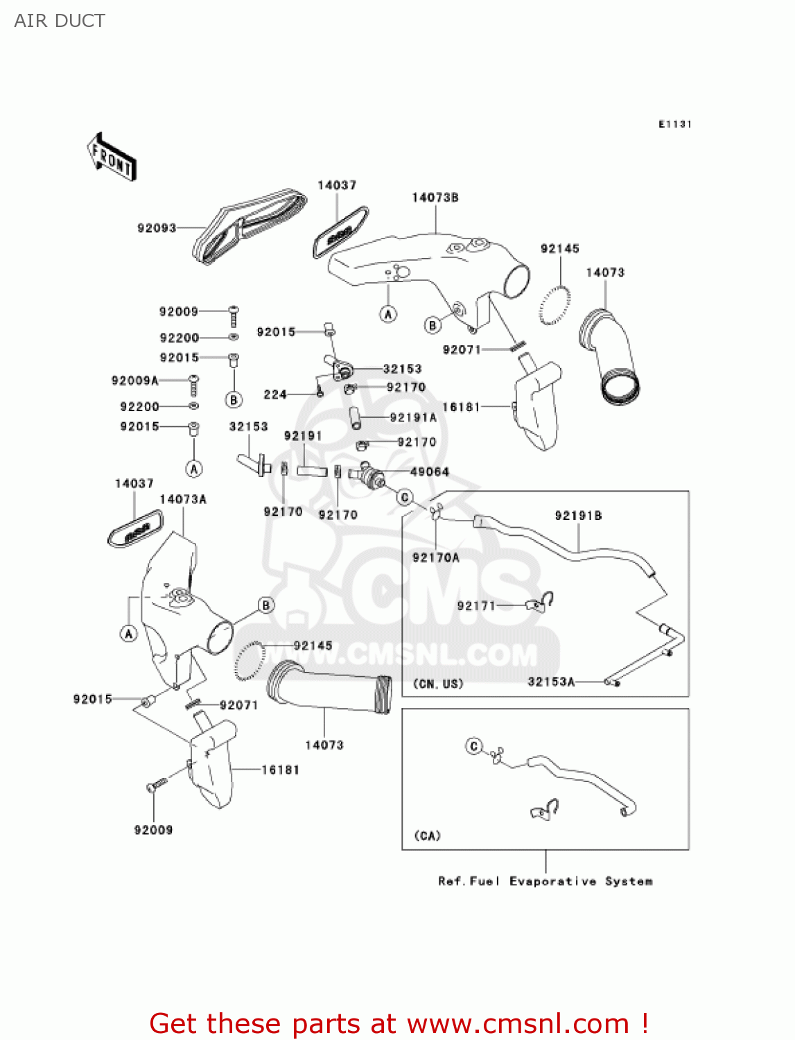 AIR DUCT ZX600J2 NINJA ZX6R 2001 USA CALIFORNIA CANADA