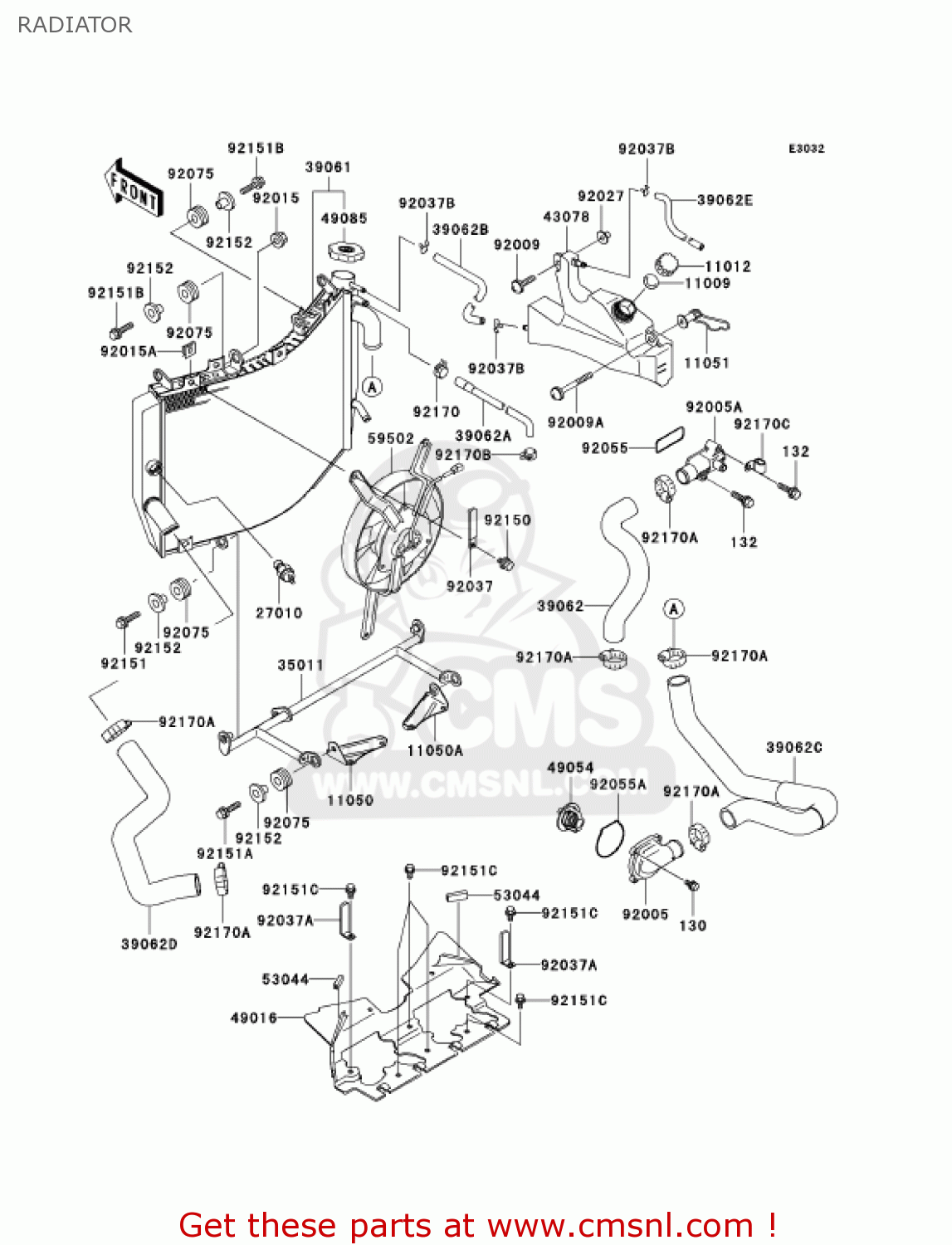 RADIATOR ZX600J2 NINJA ZX6R 2001 USA CALIFORNIA CANADA