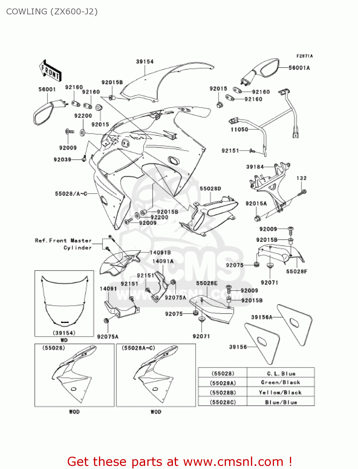 COWLING (ZX600-J2) ZX600J2 NINJA ZX6R 2001 USA CALIFORNIA CANADA