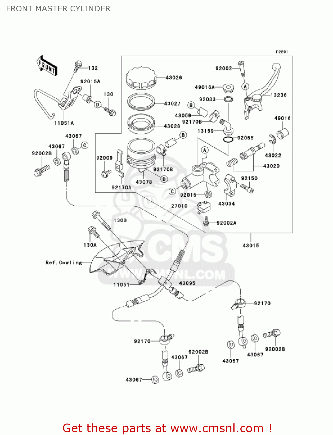 FRONT MASTER CYLINDER ZX600J2 NINJA ZX6R 2001 USA CALIFORNIA CANADA