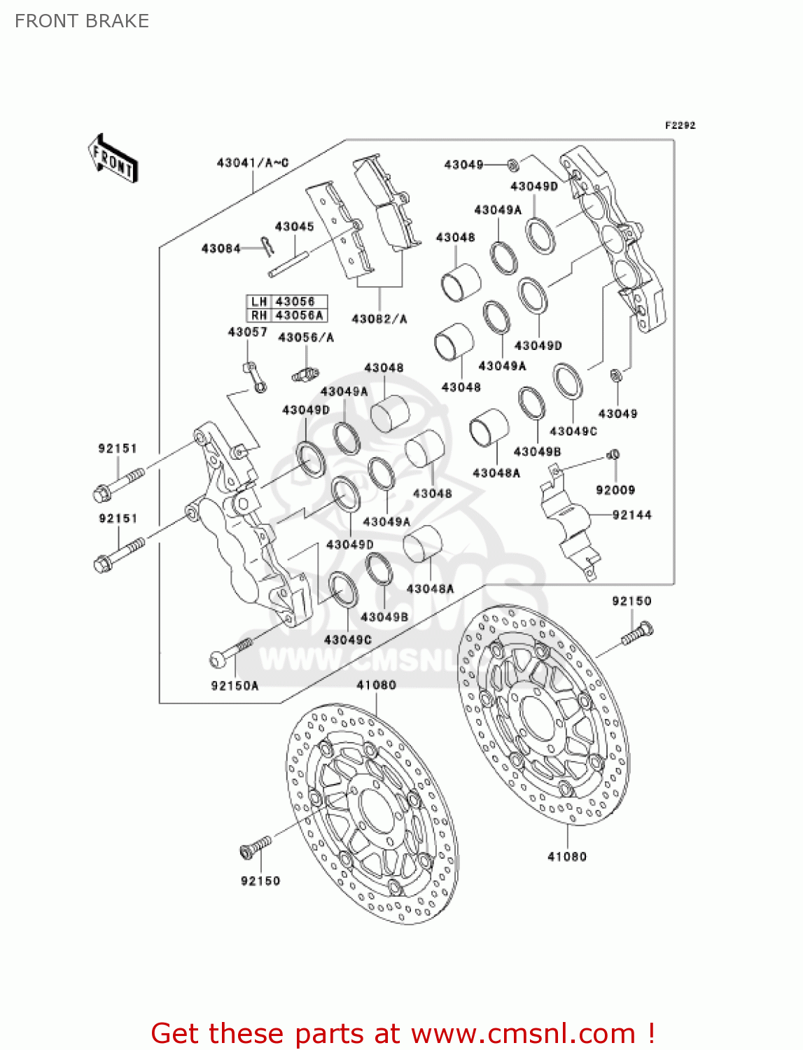FRONT BRAKE ZX600J2 NINJA ZX6R 2001 USA CALIFORNIA CANADA