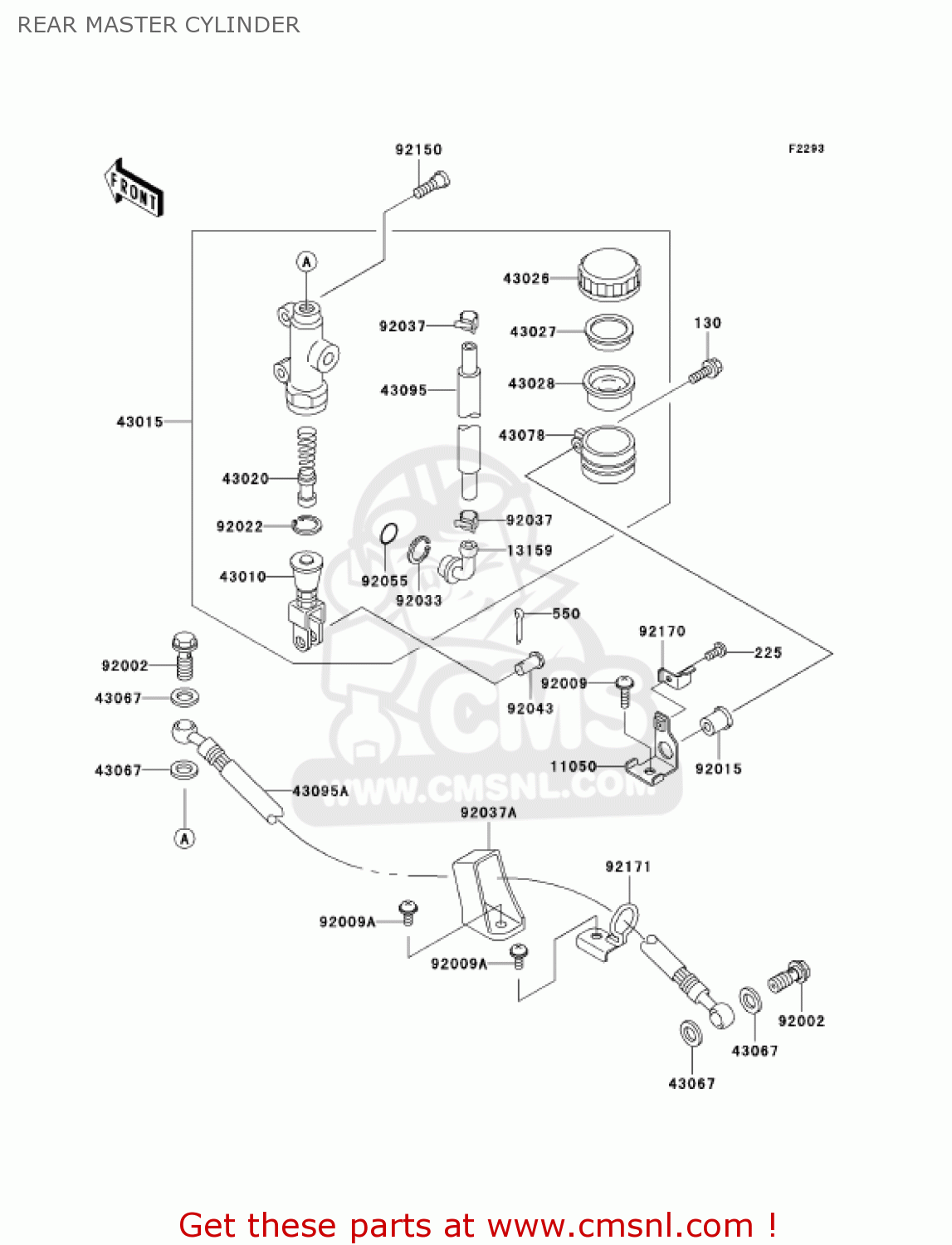 REAR MASTER CYLINDER ZX600J2 NINJA ZX6R 2001 USA CALIFORNIA CANADA